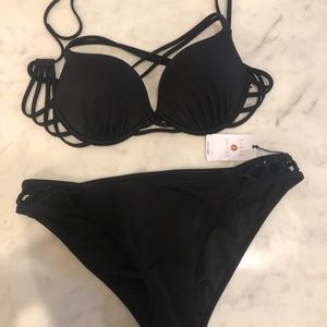 black strappy bikini set